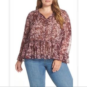Lucky Brand Printed Ruffle Blouse